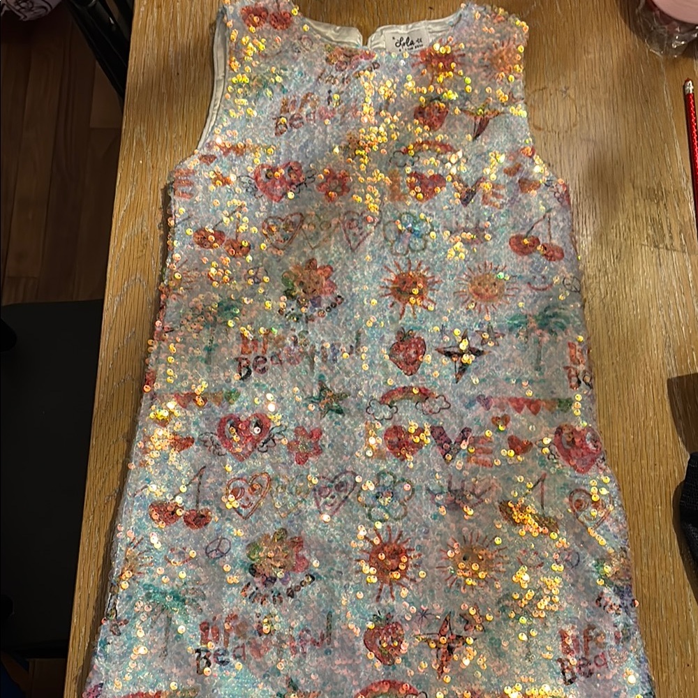 Lola and the Boys Colorful Sequin Kids Dress